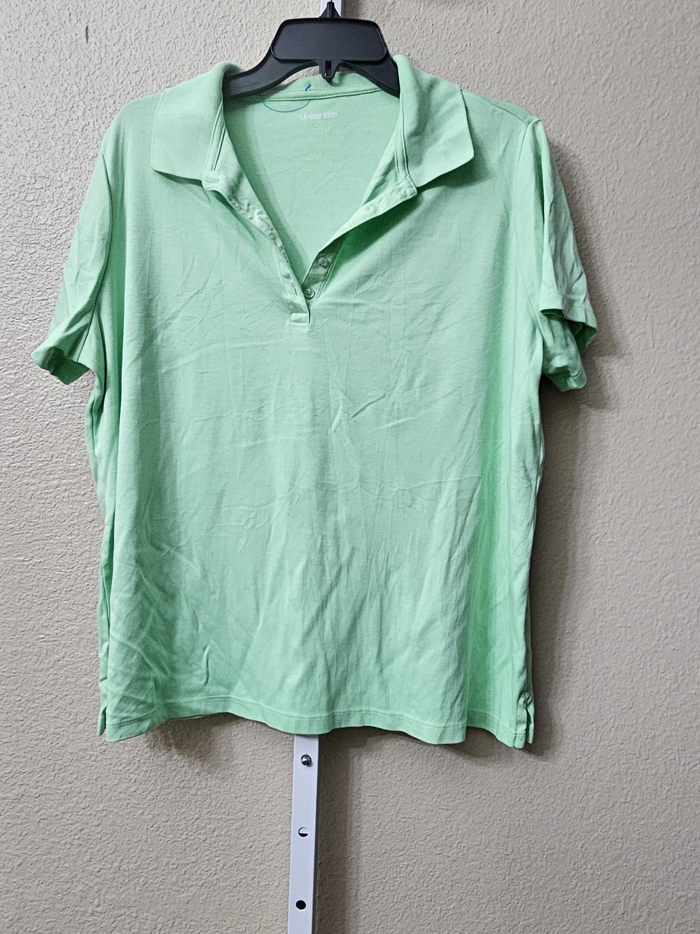 Lands' End short sleeve polo shirt in a mint or light Lime green shade